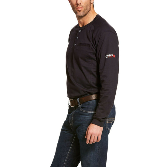 Ariat® Men's FR Air Henley Navy Long-Sleeves Shirt 10022597