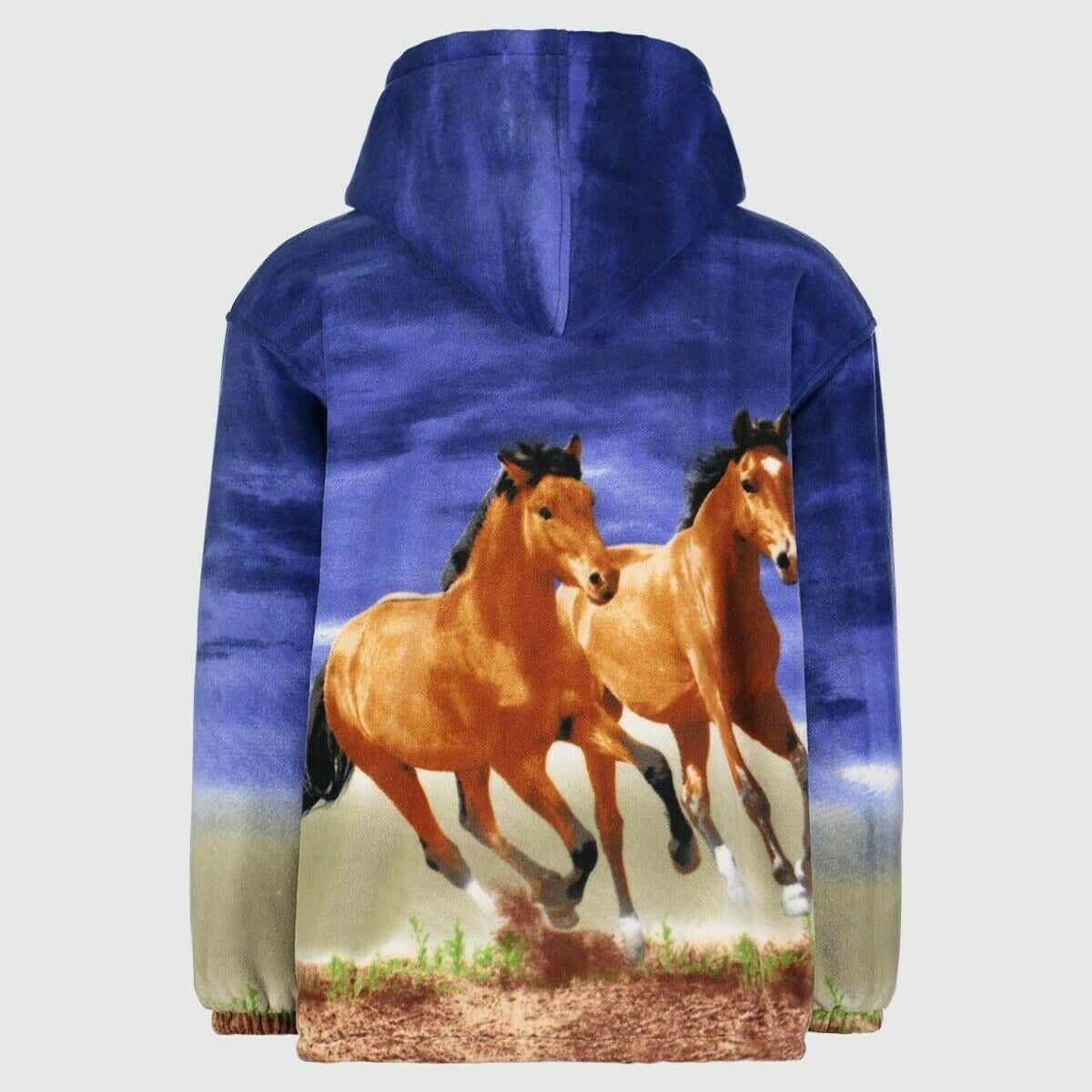Load image into Gallery viewer, Wild Kind Men&amp;#39;s Full-Zip Plush Sherpa Horses On The Go Hoodie 2630-066
