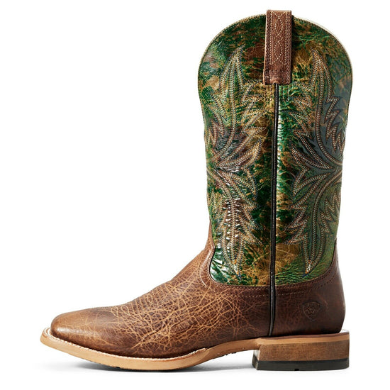 Load image into Gallery viewer, Ariat® Men&amp;#39;s Cowhand Toffee Brown Moss Green Square Toe Boots 10029752
