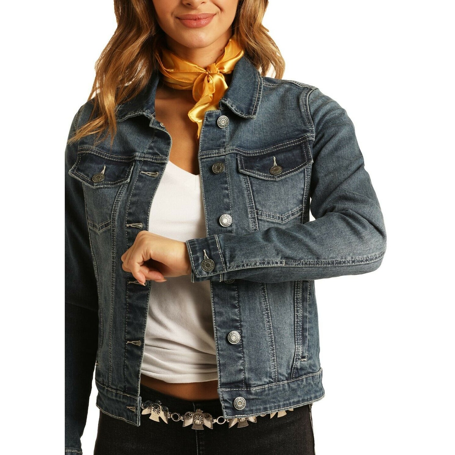 Rock & Roll Cowgirl Ladies Denim Long Sleeve Jacket 52-6206