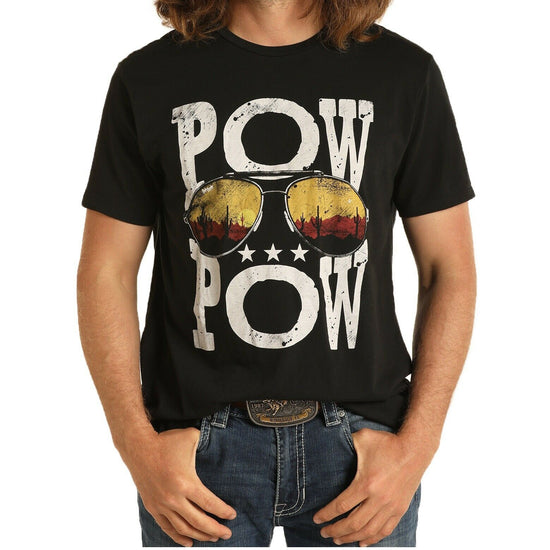 Panhandle Men's Black Pow Pow Dale Brisby Graphic T- Shirt P9-4423