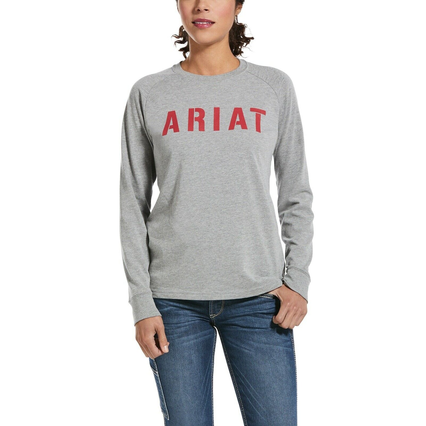 Load image into Gallery viewer, Ariat® Ladies Rebar™ Cotton Strong™ Block Logo Grey T-Shirt 10033086
