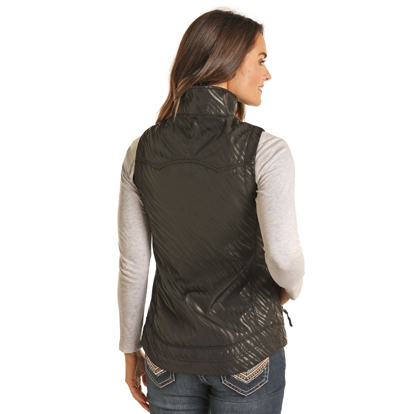 Powder River® Ladies Zebra Print Black Softshell Vest 58-1055-01