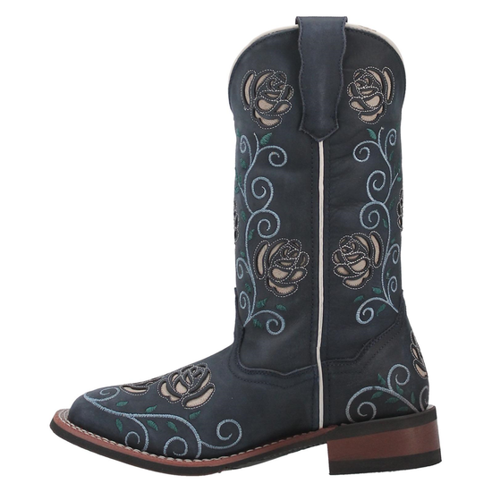 Laredo® Ladies Navy Willow Floral Square Toe Pull On Western Boots 5885