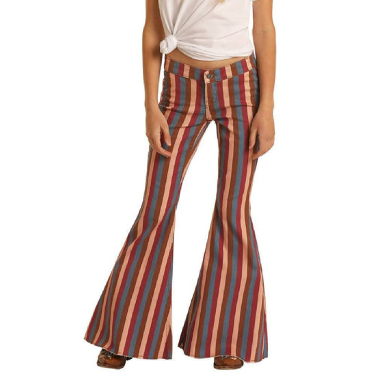 Rock & Roll® Girls Multi Colored Stripe Bell Bottom Jeans G5B1706