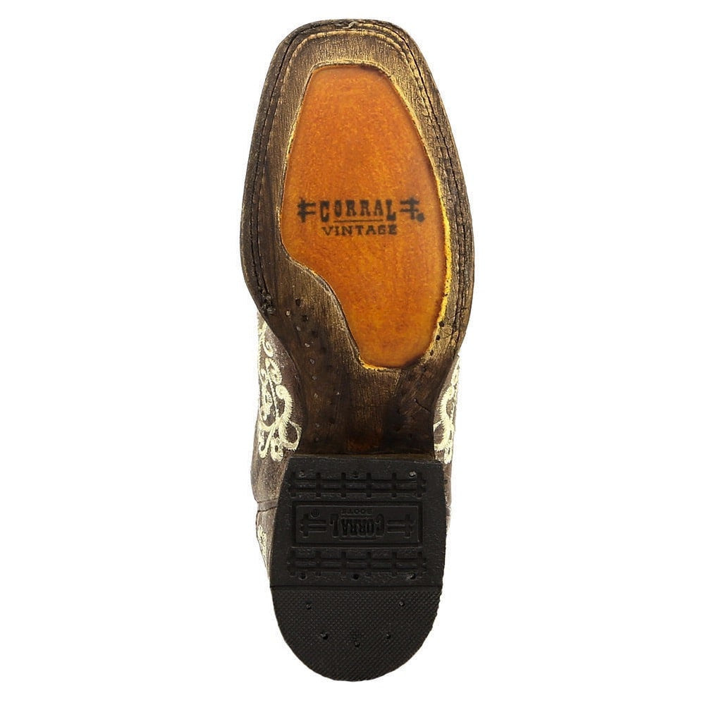 Corral Ladies Iconic Lisa Brown Crater Bone Embroidered Boots A2663