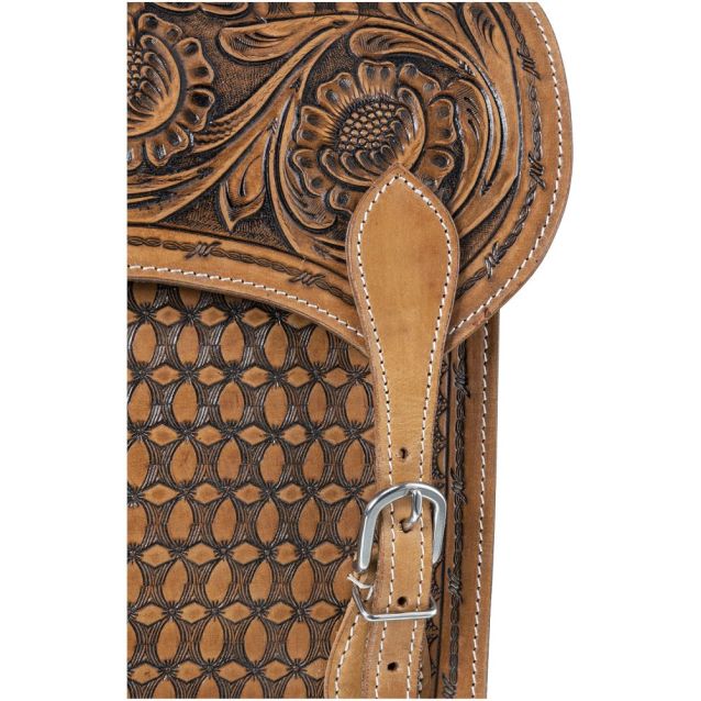Tough 1 Floral and Barbwire Tooled Saddle Bag