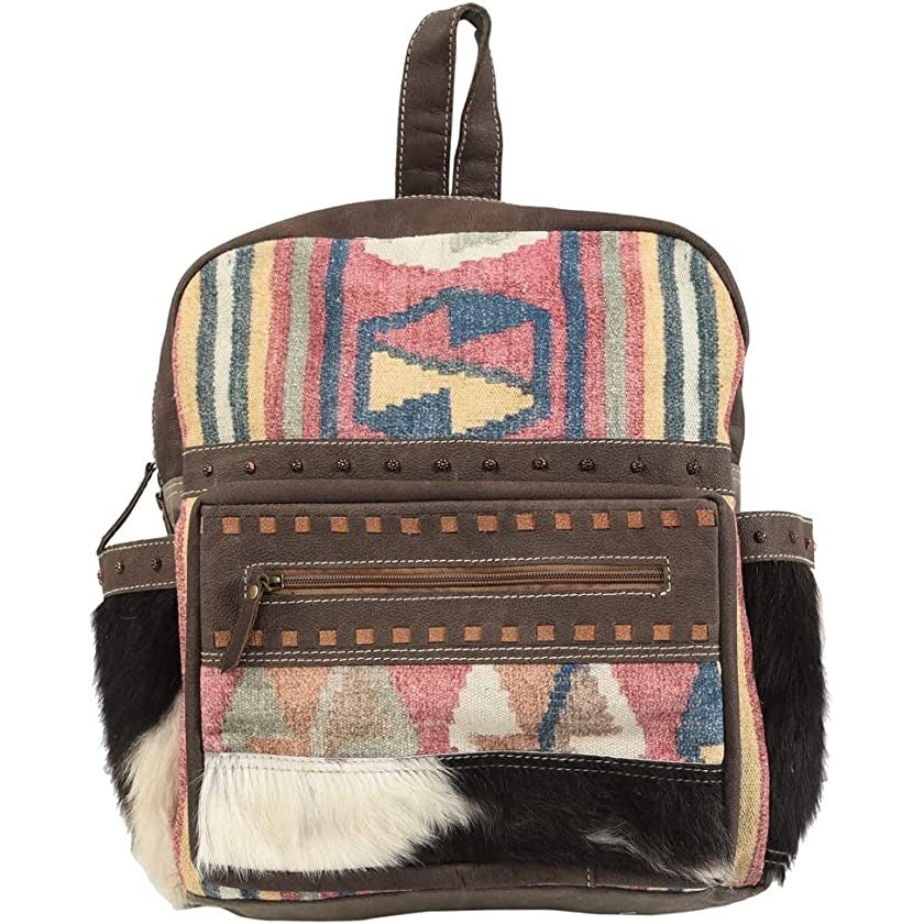 Olay Woven Rug Cowhide Multicolor Rug Striped Backpack LB105