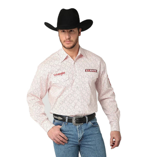 Wrangler® Men's PBR® Long Sleeve Red Geo Snap Shirt 112316683