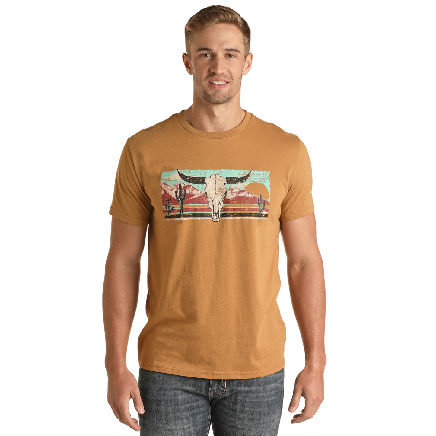 Rock & Roll Cowboy Men's Western Mustard Graphic T-Shirt RRMT21RZM5-77