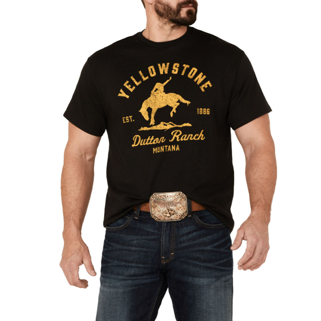 Yellowstone® Men's Bucking Bronco Graphic Black Short Sleeve T-Shirt 66-301-3