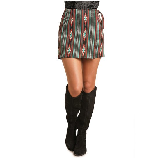 Rock & Roll Cowgirl Ladies Aztec Turquoise Mini Skirt 69-1506-86