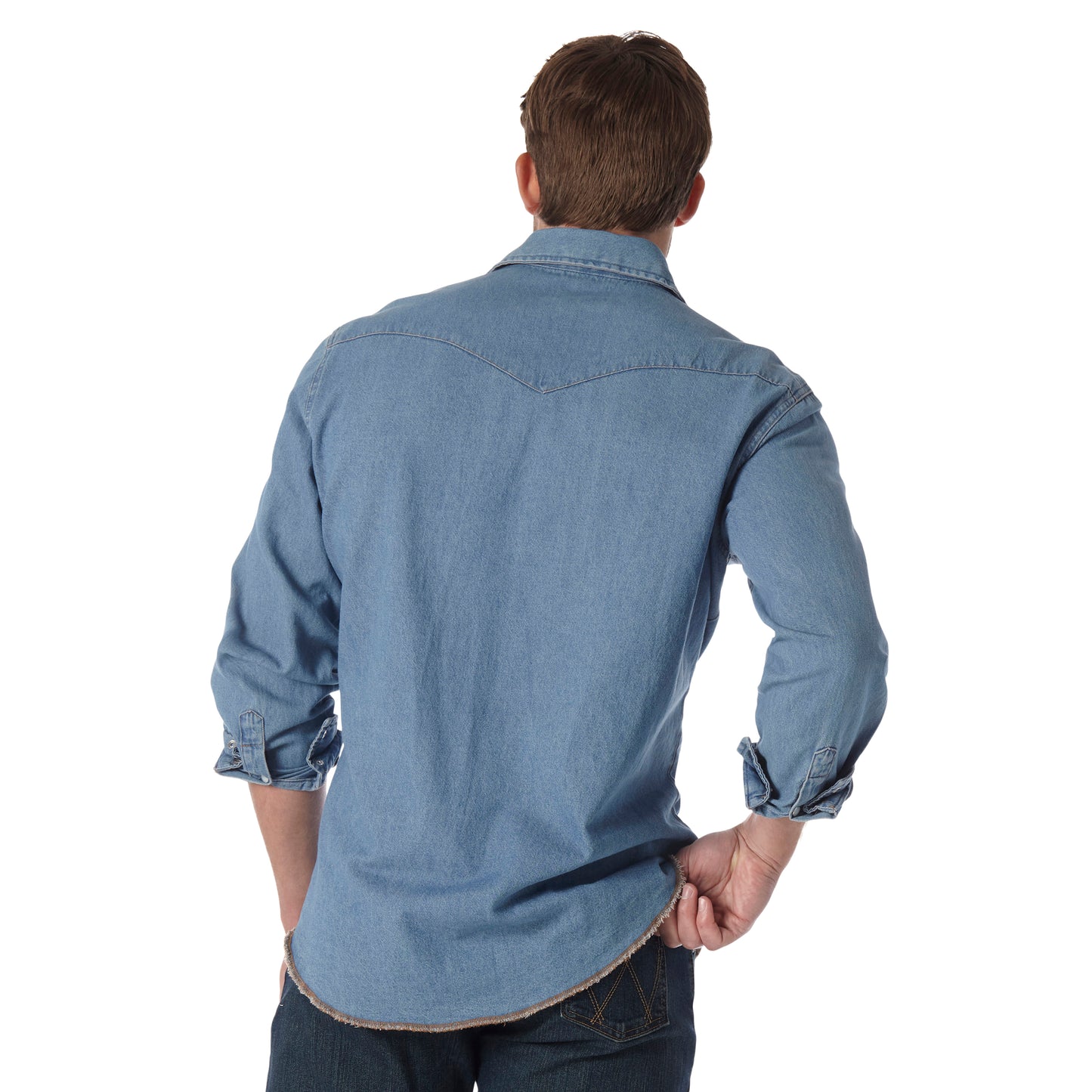 Wrangler Men's Cowboy Cut Stone Wash Denim Button Down Shirt 70127SW