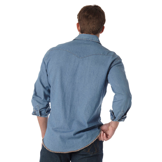 Wrangler Men's Cowboy Cut Stone Wash Denim Button Down Shirt 70127SW