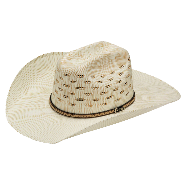 Twister Unisex Bangora Ivory and Tan Western Straw Hat T71820