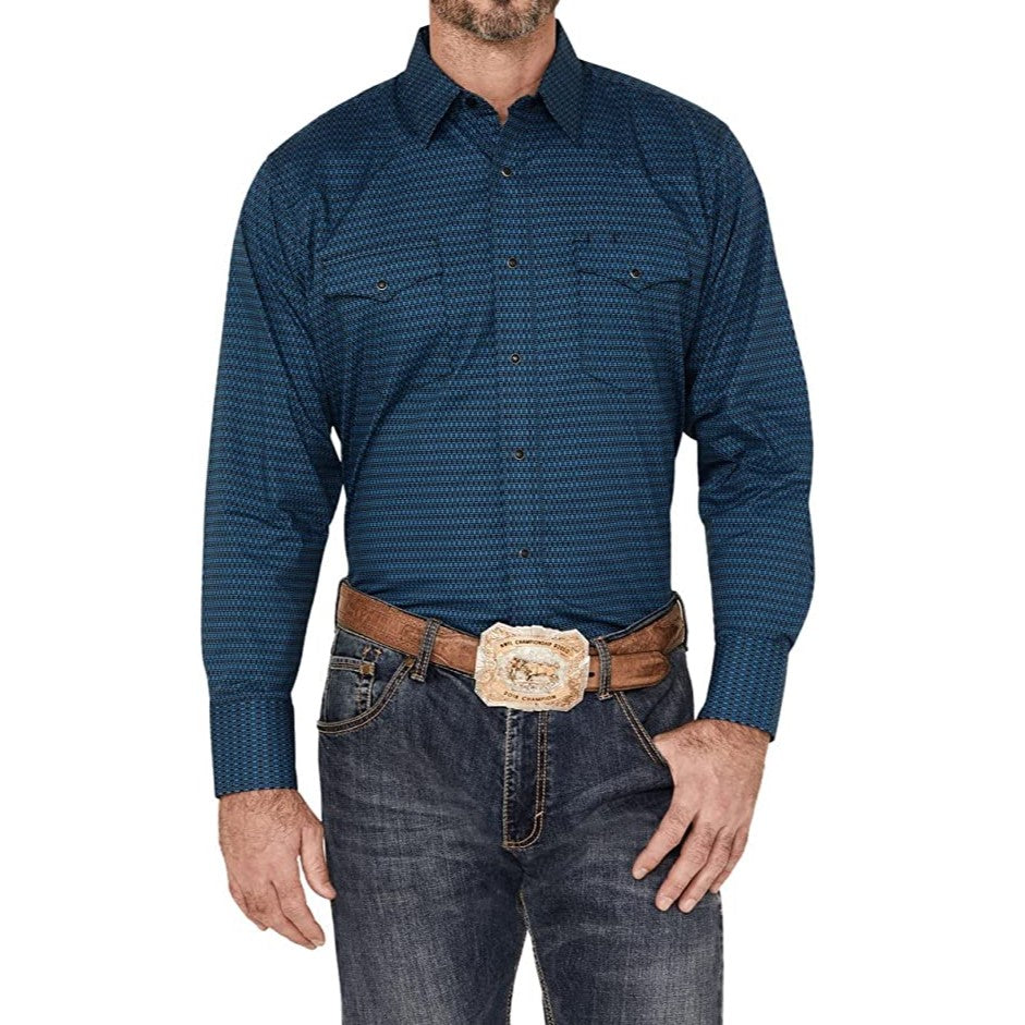 Wrangler® Men's Silver Edition Blue Southwestern Snap Shirt 112318640
