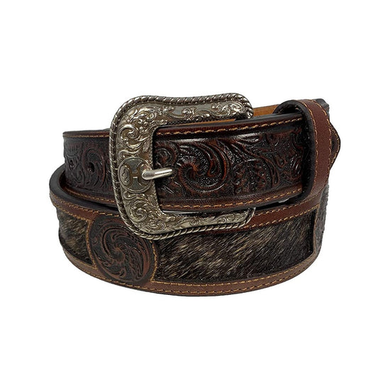 Hooey Men's Roughy 1.75" Tooled Hair-On Leather Belt 1833BE6