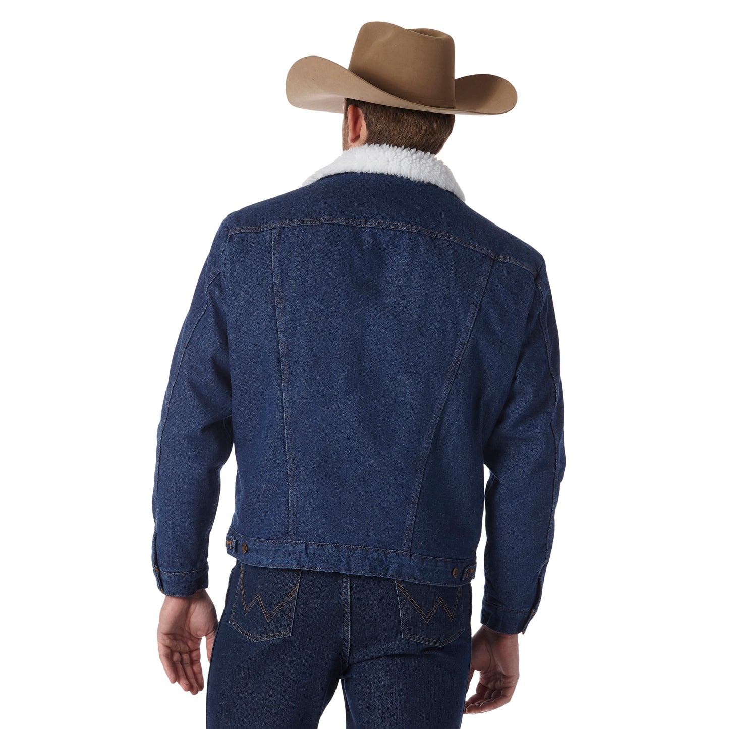 Wrangler Men's Sherpa Lined Prewashed Blue Denim Jacket 74255PW