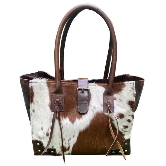 Klassy Cowgirl Brown & White On Cowhide Bag 78007