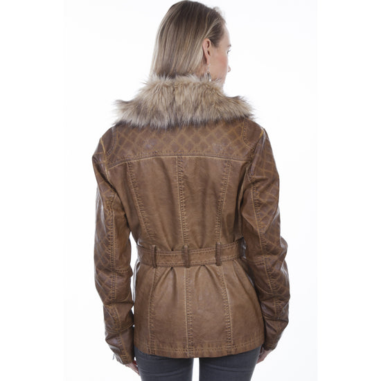 Scully Ladies Brown Faux Fur Trim Jacket 8029-BRN