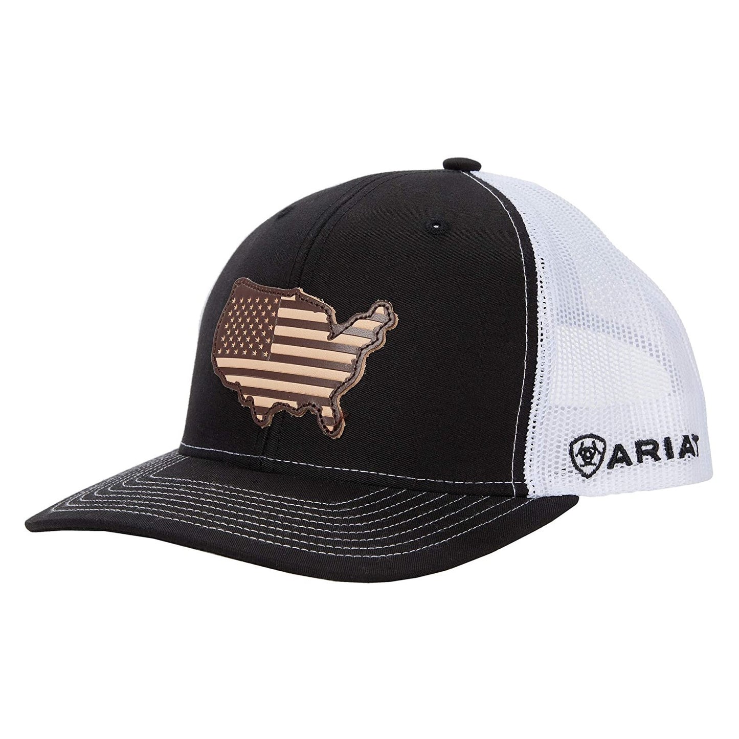 Ariat® Men's USA Leather Patch Black Snapback Baseball Cap A300008801