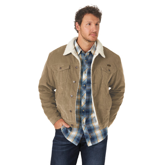 Wrangler Men's Corduroy Sherpa Lined Sepia Tint Jacket 112318281