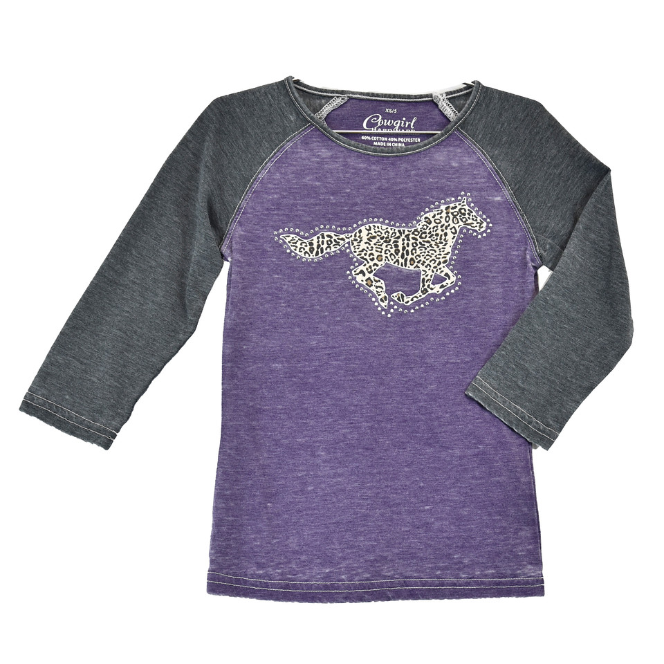 Cowgirl Hardware® Youth Girl's Horse Graphic Purple T-Shirt 455243-010
