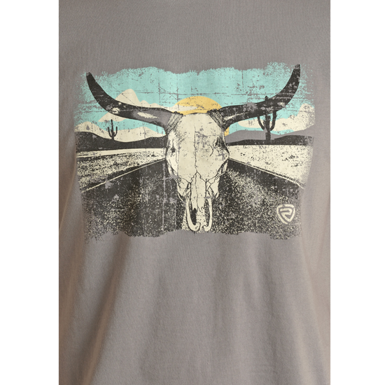 Rock & Roll Cowboy Men's Longhorn Graphic Grey T-Shirt RRMT21RZMG-05