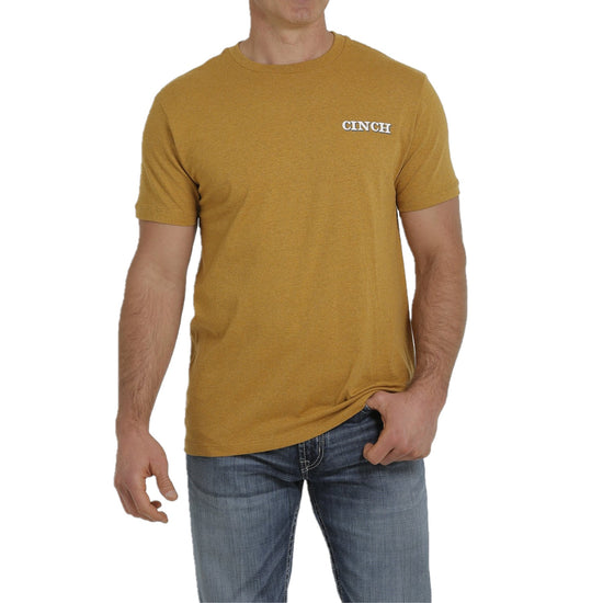 Cinch Men's Logo Printed Gold Short Sleeve T-Shirt MTT1690475