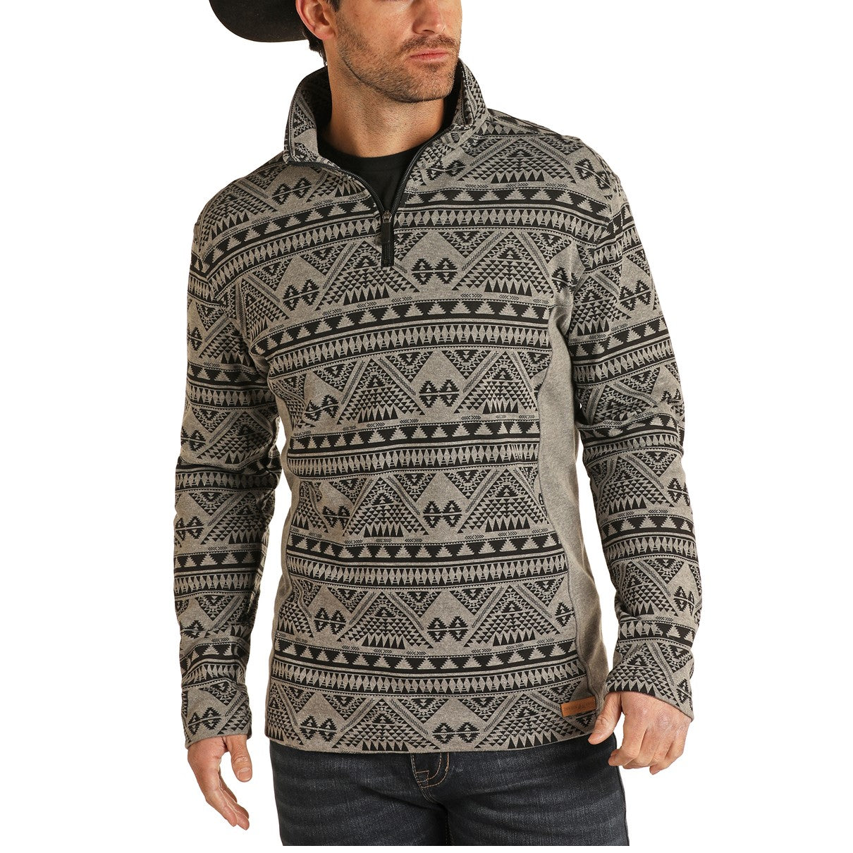 Powder River Outfitters Men's Heather Aztec Zipper Pullover 91-1035-01