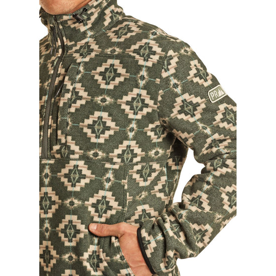 Powder River Outfitters Men's Aztec Knit Olive Pullover 91-1041-31