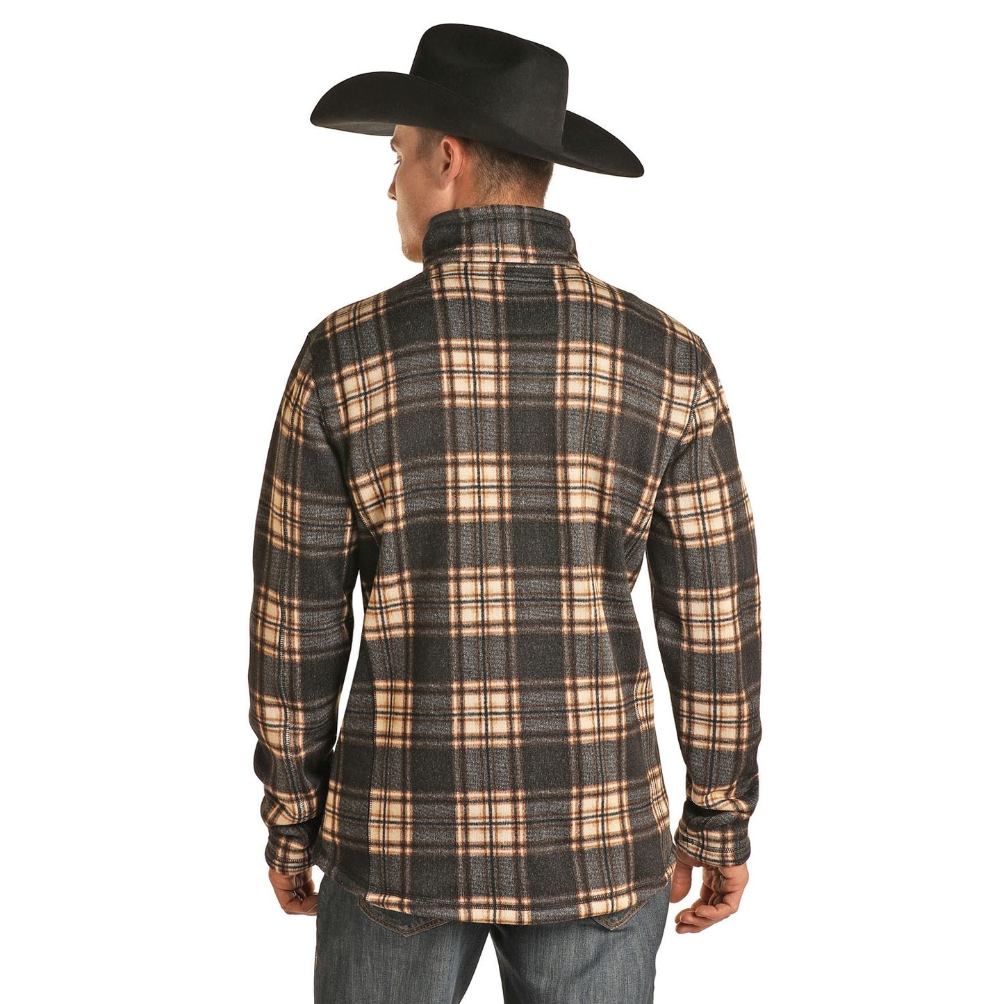Powder River Outfitters Men's Plaid Fleece Brown Pullover 91-1044-22