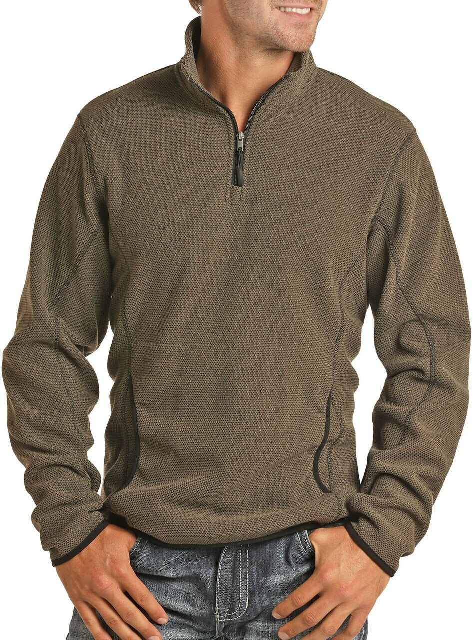 Powder River Outfitters Men's Olive Sweater Fleece Pullover 91-6661-31