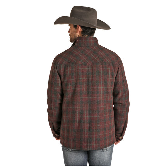 Powder River Outfitters Men's Burgundy Plaid Wool Coat 92-1006-62