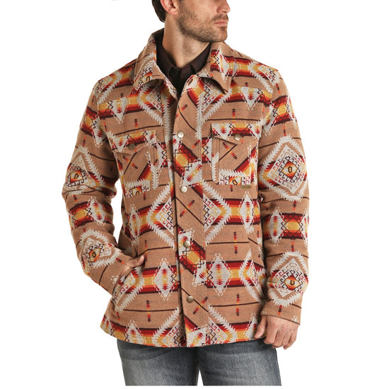 Powder River Men's Aztec Jacquard Wool Commander Jacket 92-1011-27