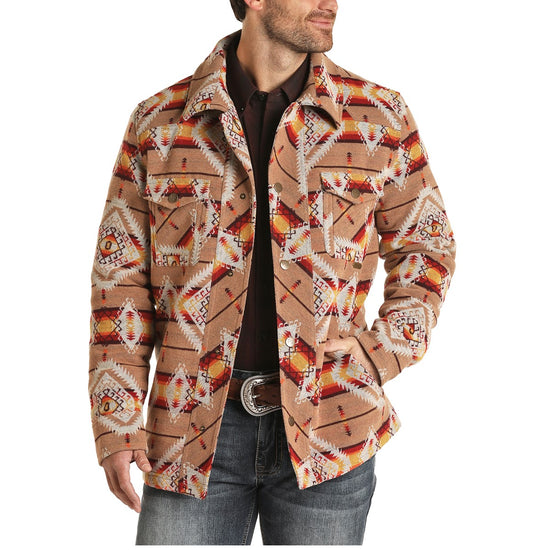 Powder River Men's Aztec Jacquard Wool Commander Jacket 92-1011-27