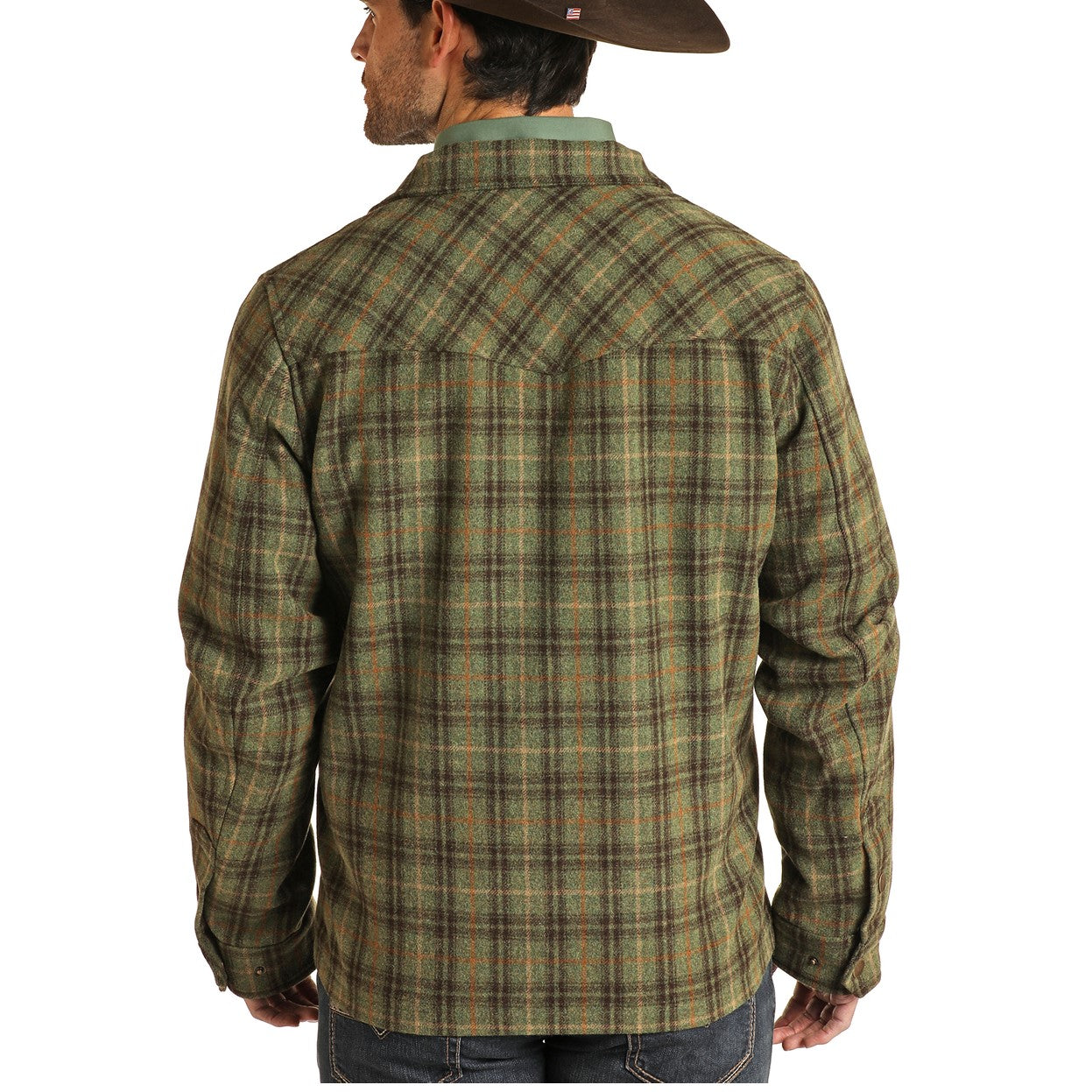 Powder River Outfitters Men's Plaid Wool Olive Coat Jacket 92-1013-31
