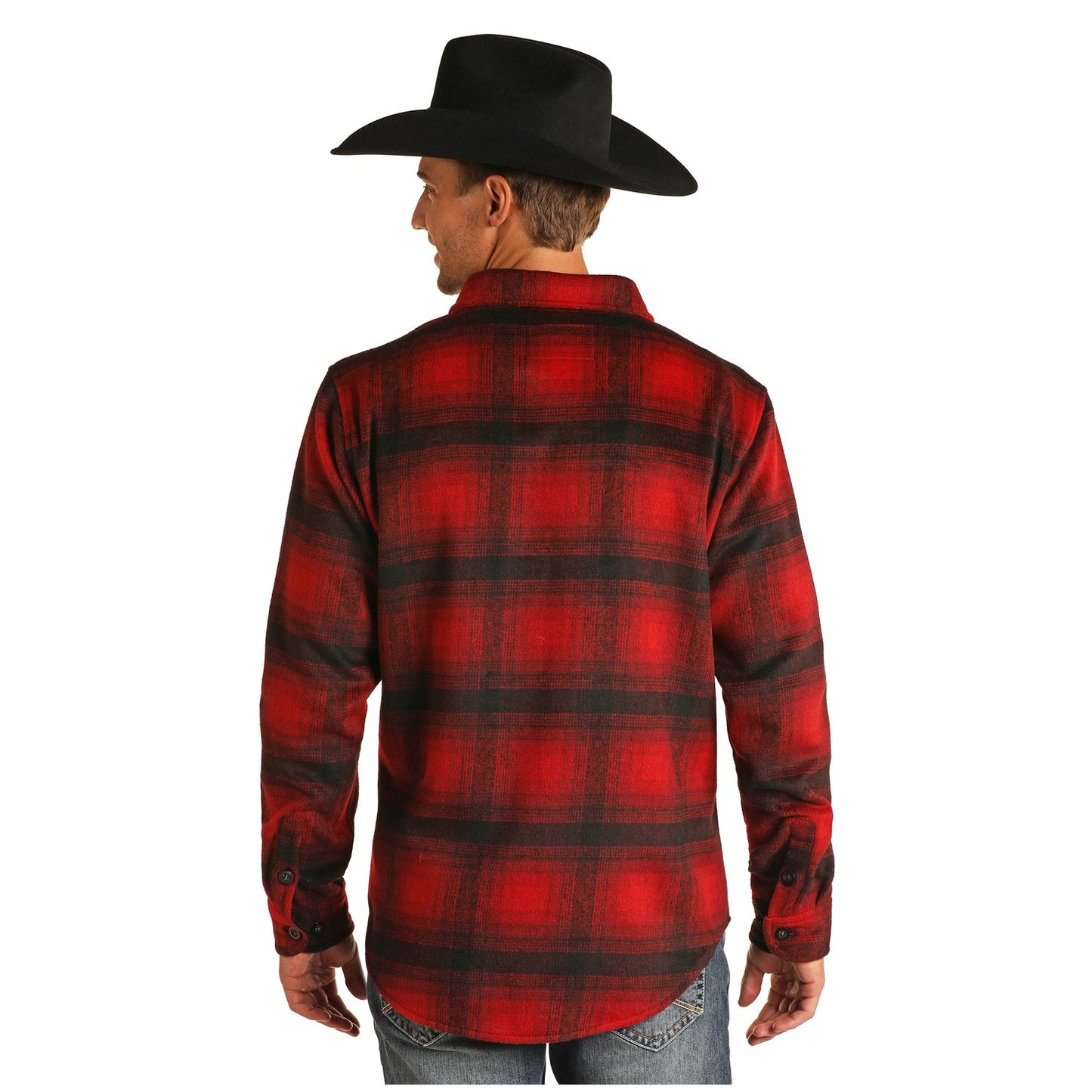 Powder River Outfitters Men's Red & Black Plaid Wool Shirt Jacket 92-1014-65