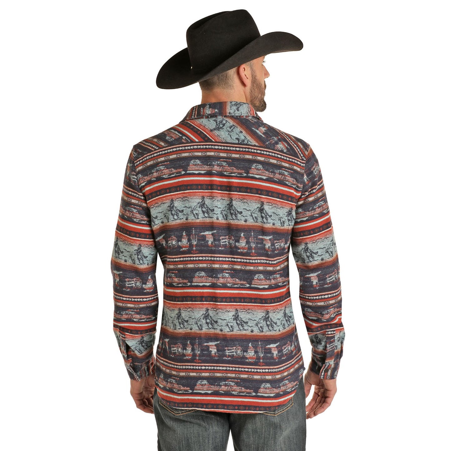 Rock & Roll Cowboy Men's Aztec Western Jacquard Shirt Jacket 92-1113
