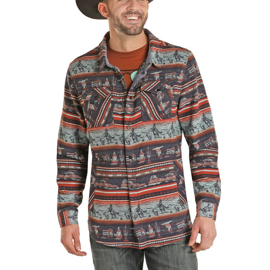 Rock & Roll Cowboy Men's Aztec Western Jacquard Shirt Jacket 92-1113