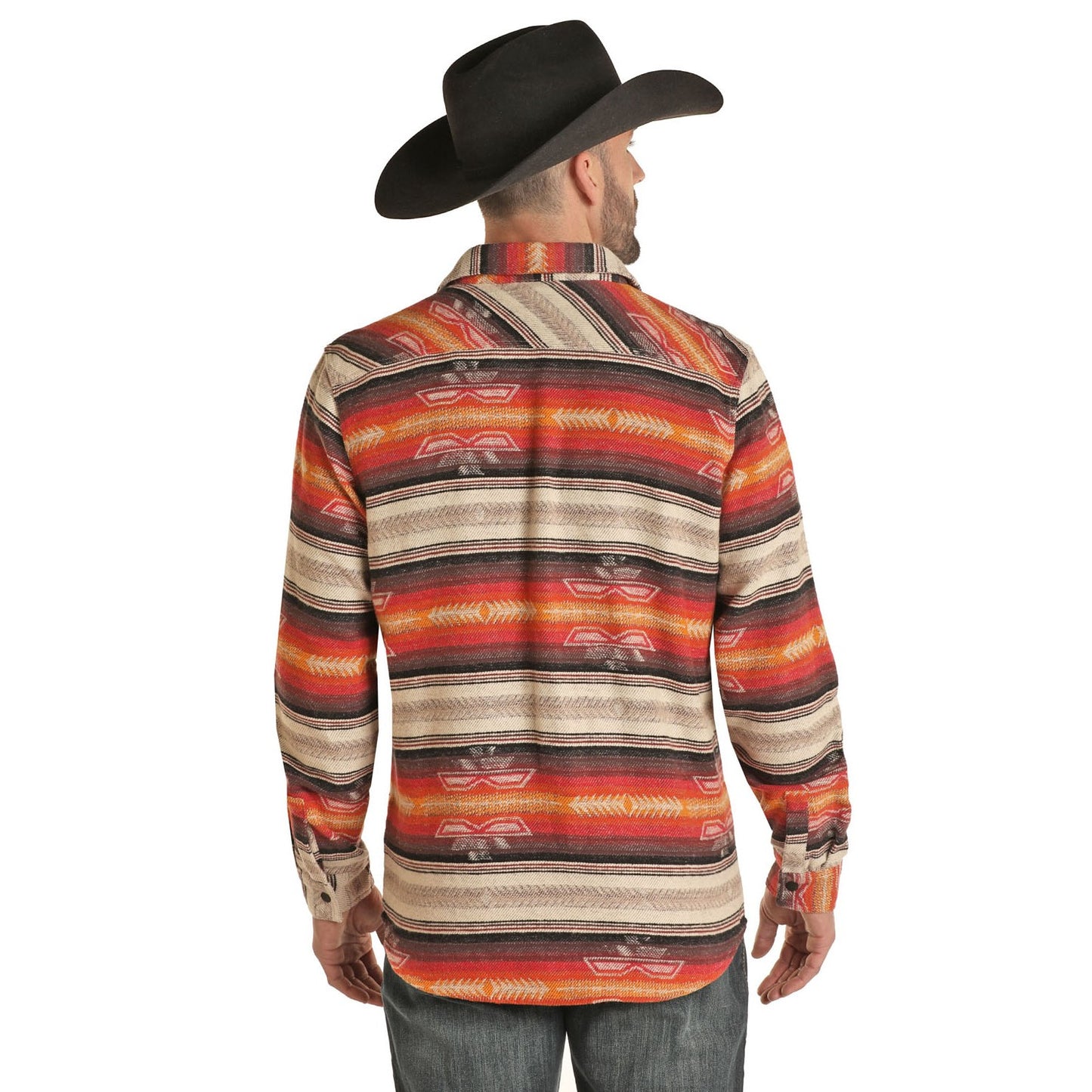 Rock & Roll Cowboy Men's Aztec Jacquard Tan Shirt Jacket 92-1116