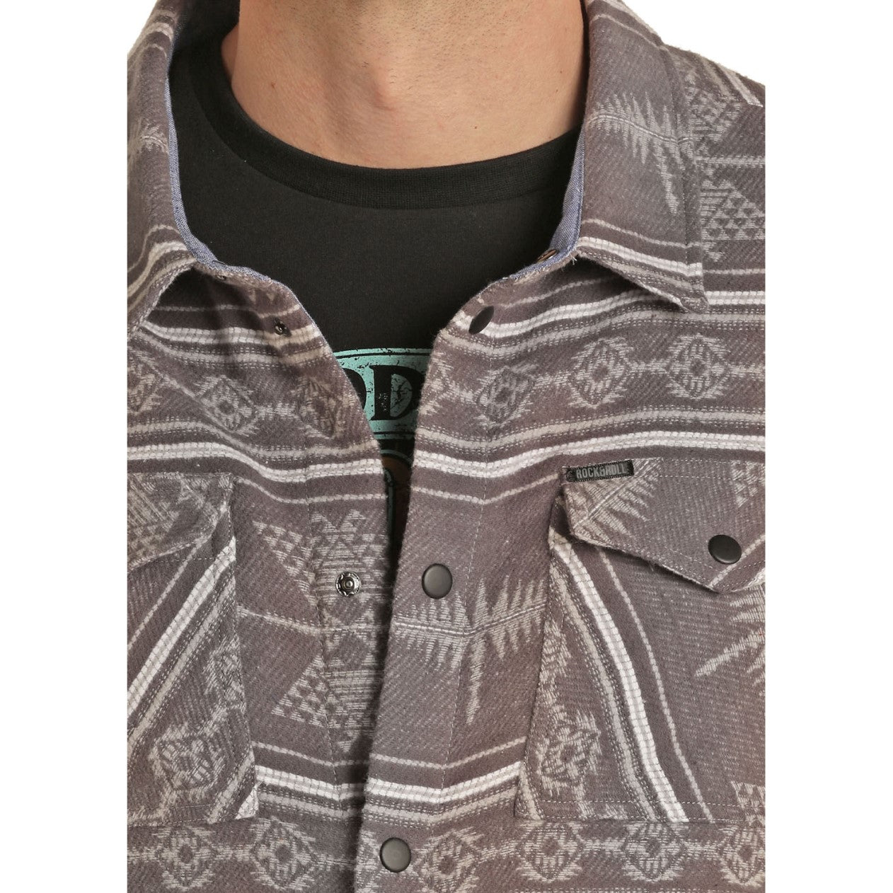 Rock & Roll Cowboy Men's Brushed Twill Jacquard Shirt Jacket 92-1117