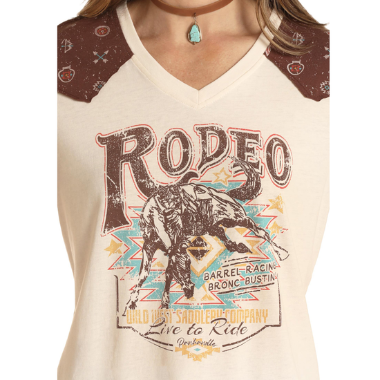 Panhandle Ladies Rodeo Bull Rider Graphic Natural T-Shirt WLWT21RZIW