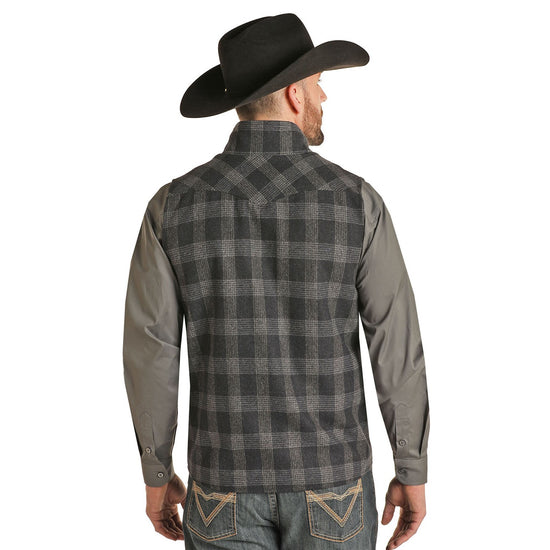 Powder River Outfitters Men's Wool Navy Plaid Vest 98-1002-41
