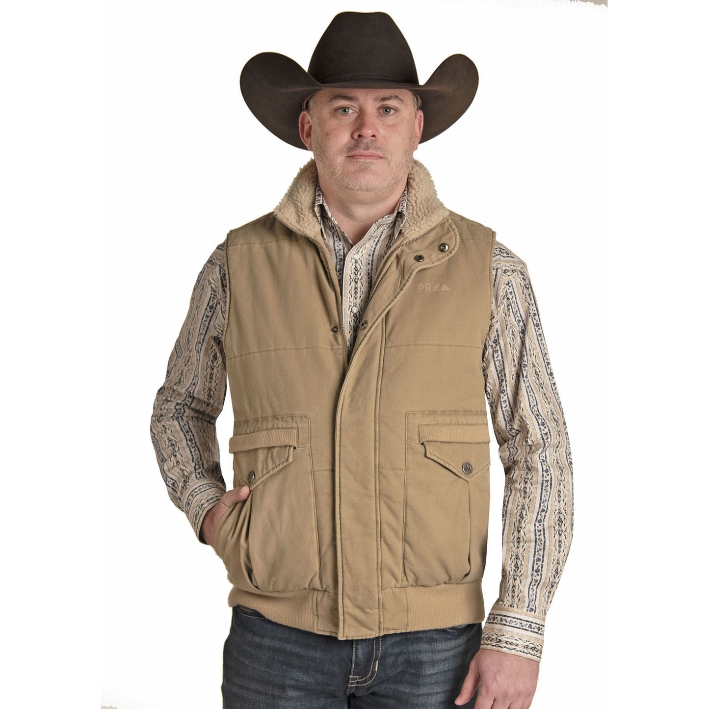 Powder River Outfitters Men's Solid Concealed Carry Tan Vest 98-1027-27