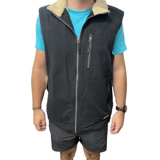 Powder River Outfitters Men's Solid Cotton Canvas Black Vest 98-1028-01