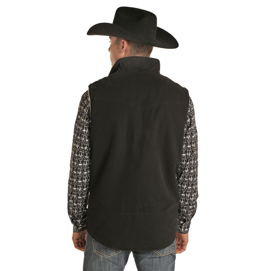 Powder River Outfitters Men's Solid Cotton Canvas Black Vest 98-1028-01