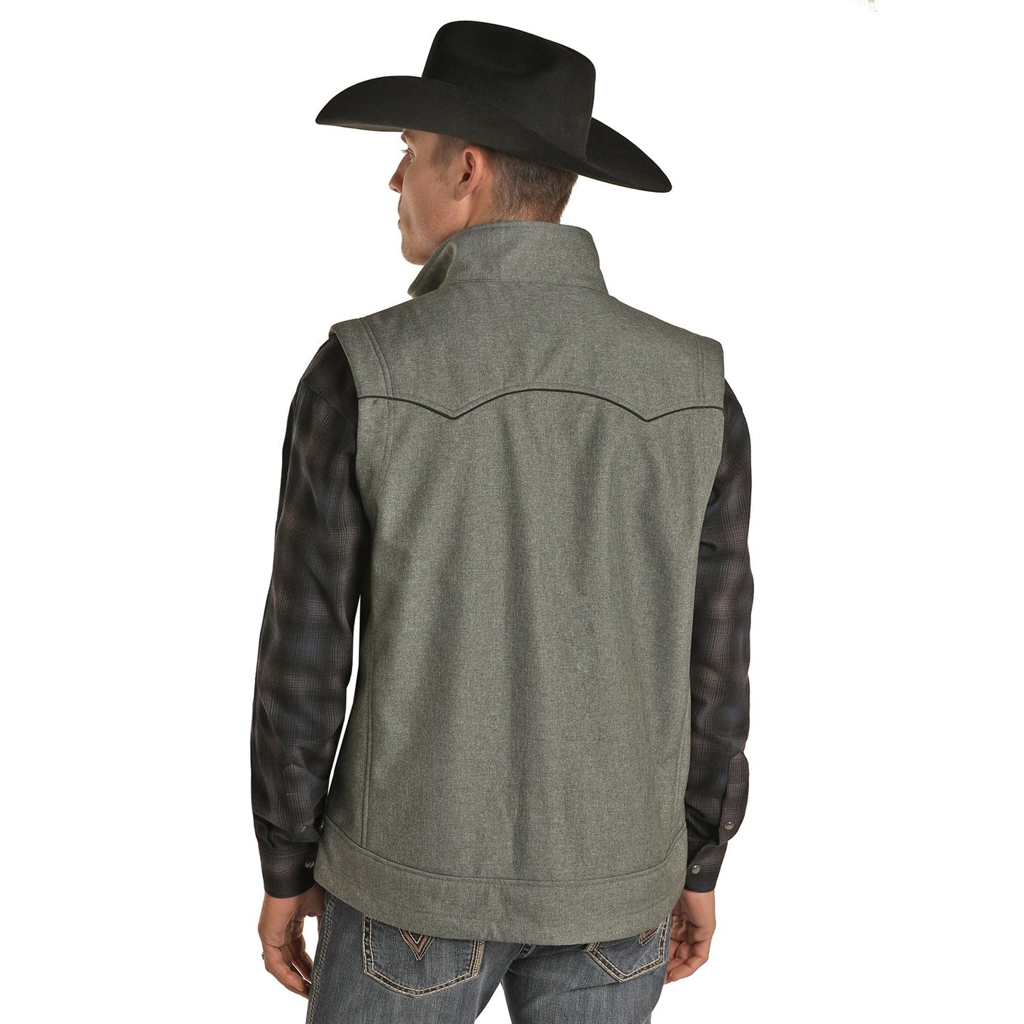 Powder River Outfitters Men's Melange Rodeo Charcoal Vest 98-1061-02