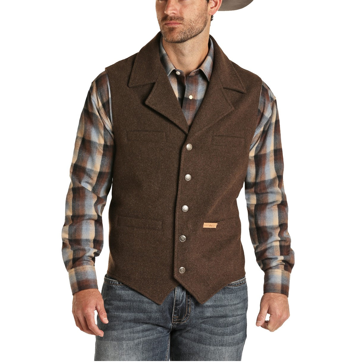 Powder River Outfitters Men's Wool Brown Heather Vest 98-1176-22