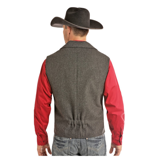 Powder River Outfitters Men's Wool Charcoal Heather Stripe Vest 98-2634